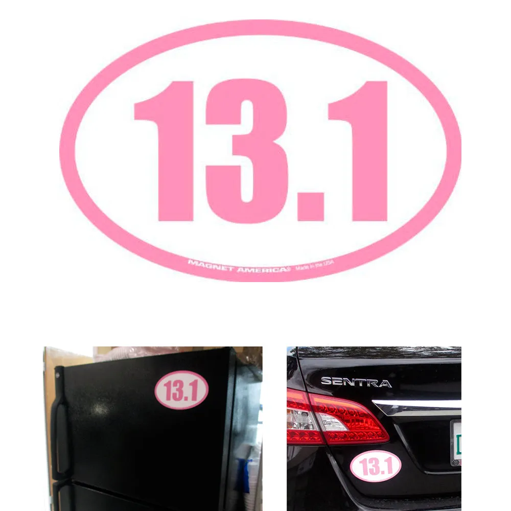 13.1 Half Marathon Oval Car Magnet Pink Runners Run Jogging Decal Bumper Kitchen