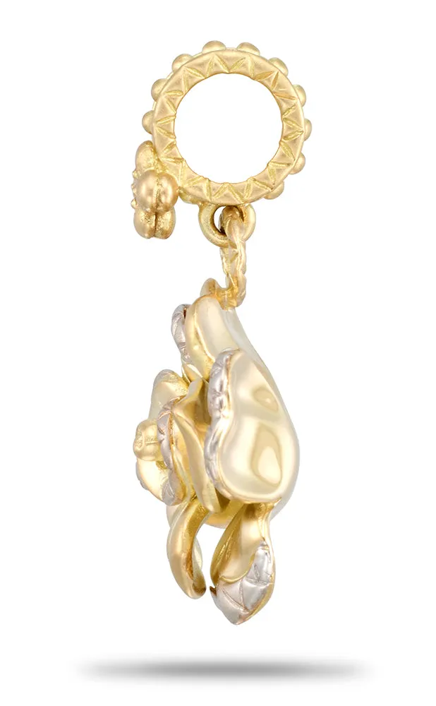 50% deposit payment 18K yellow gold rose charm with openning bail