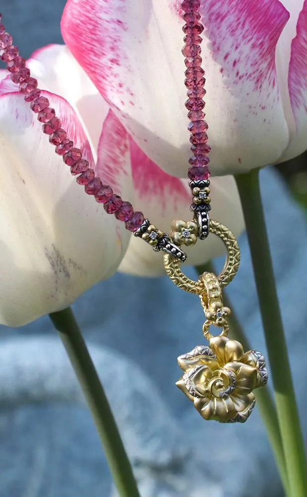 50% deposit payment 18K yellow gold rose charm with openning bail