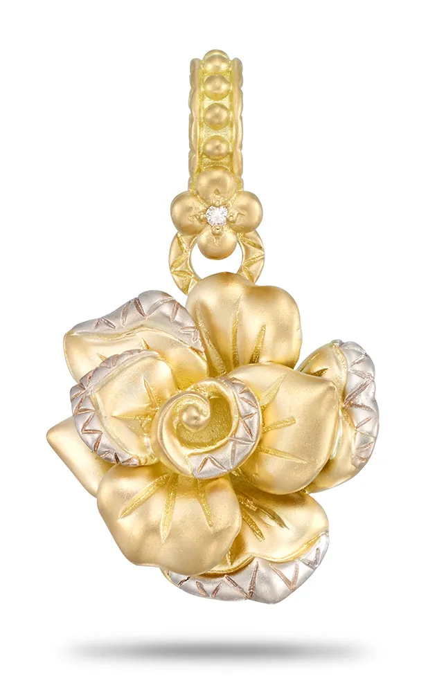 50% deposit payment 18K yellow gold rose charm with openning bail