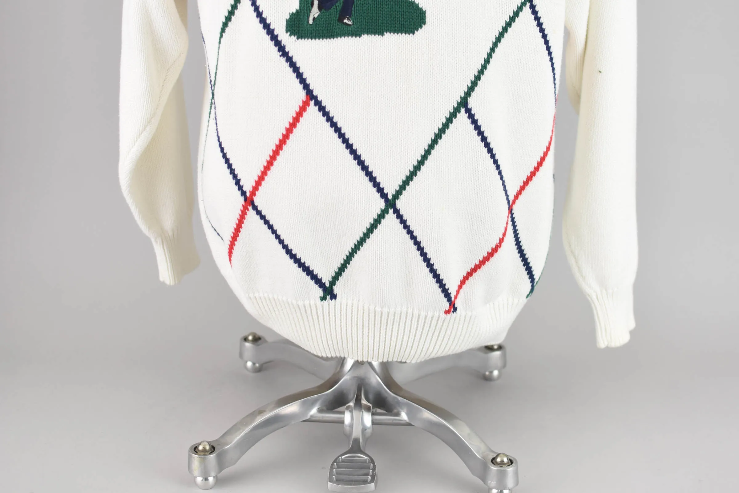 90s Novelty Knit Golf Sweater, Men's Large