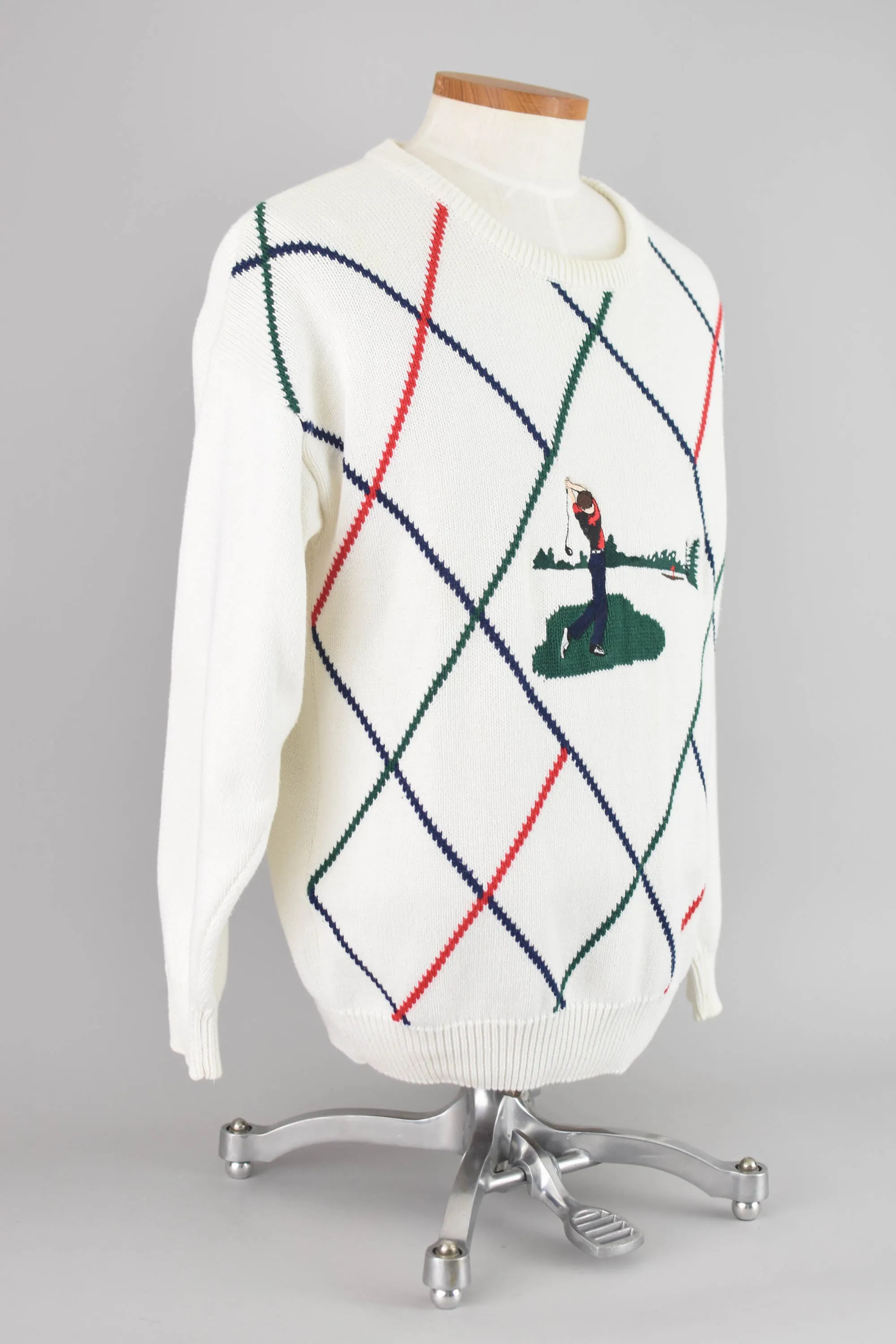 90s Novelty Knit Golf Sweater, Men's Large