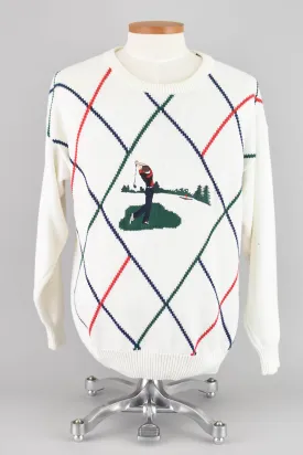 90s Novelty Knit Golf Sweater, Men's Large