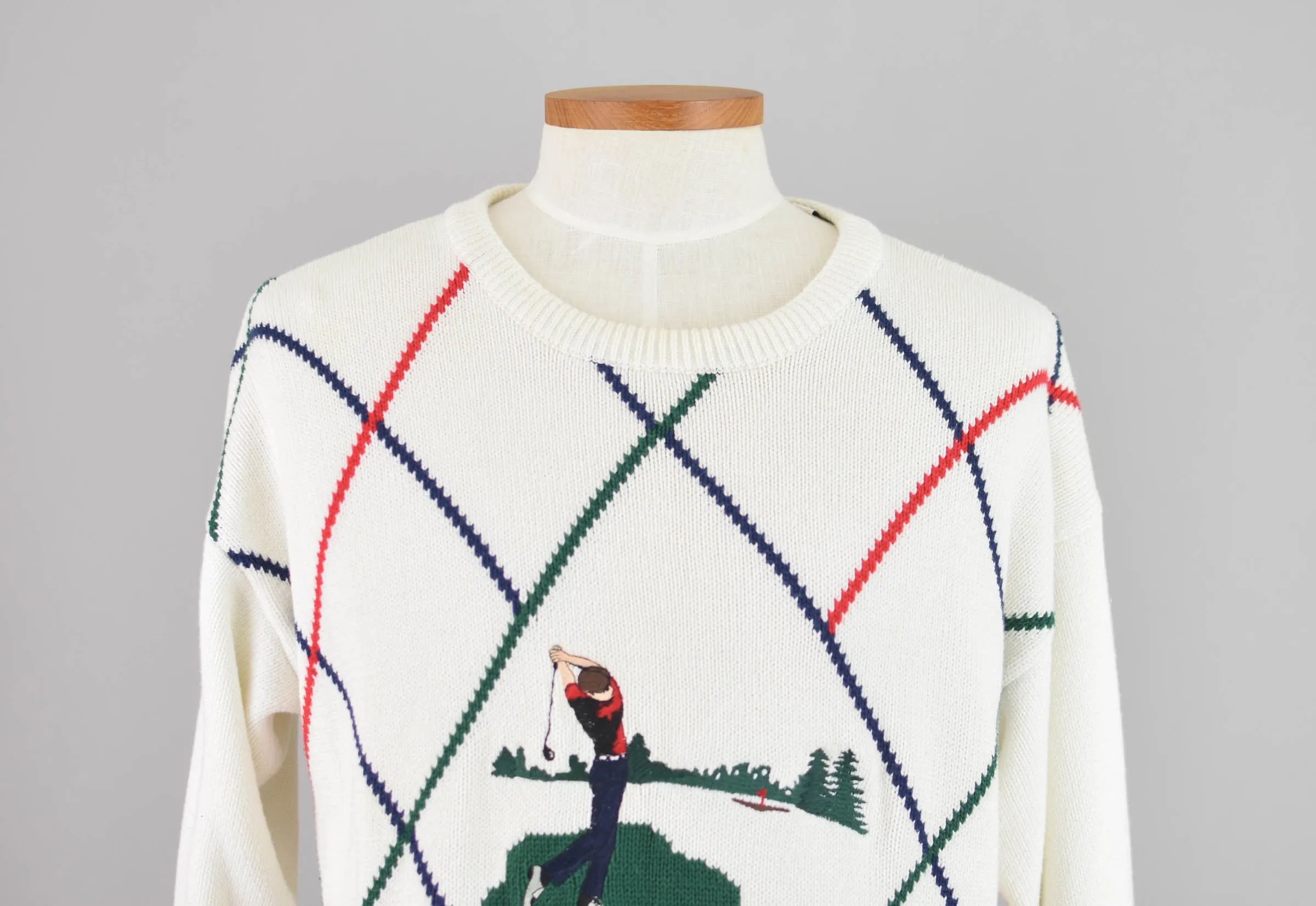 90s Novelty Knit Golf Sweater, Men's Large