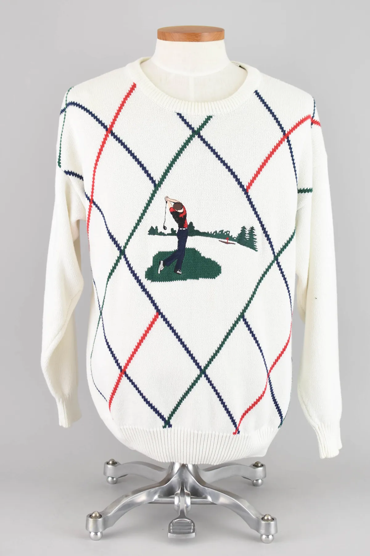 90s Novelty Knit Golf Sweater, Men's Large
