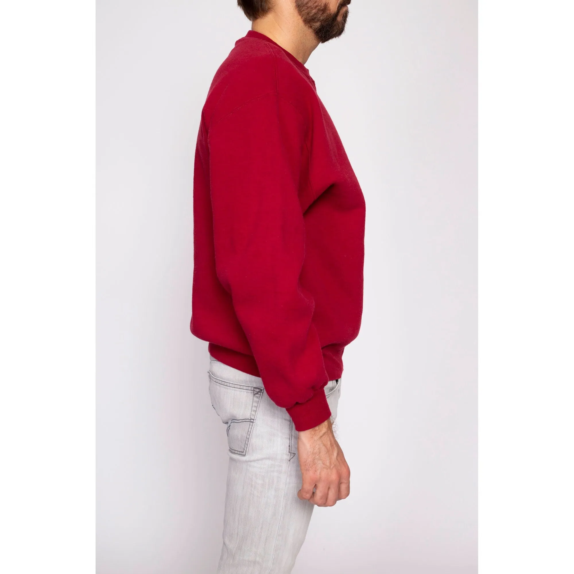 90s Red Crewneck V Stitch Sweatshirt - Men's Large
