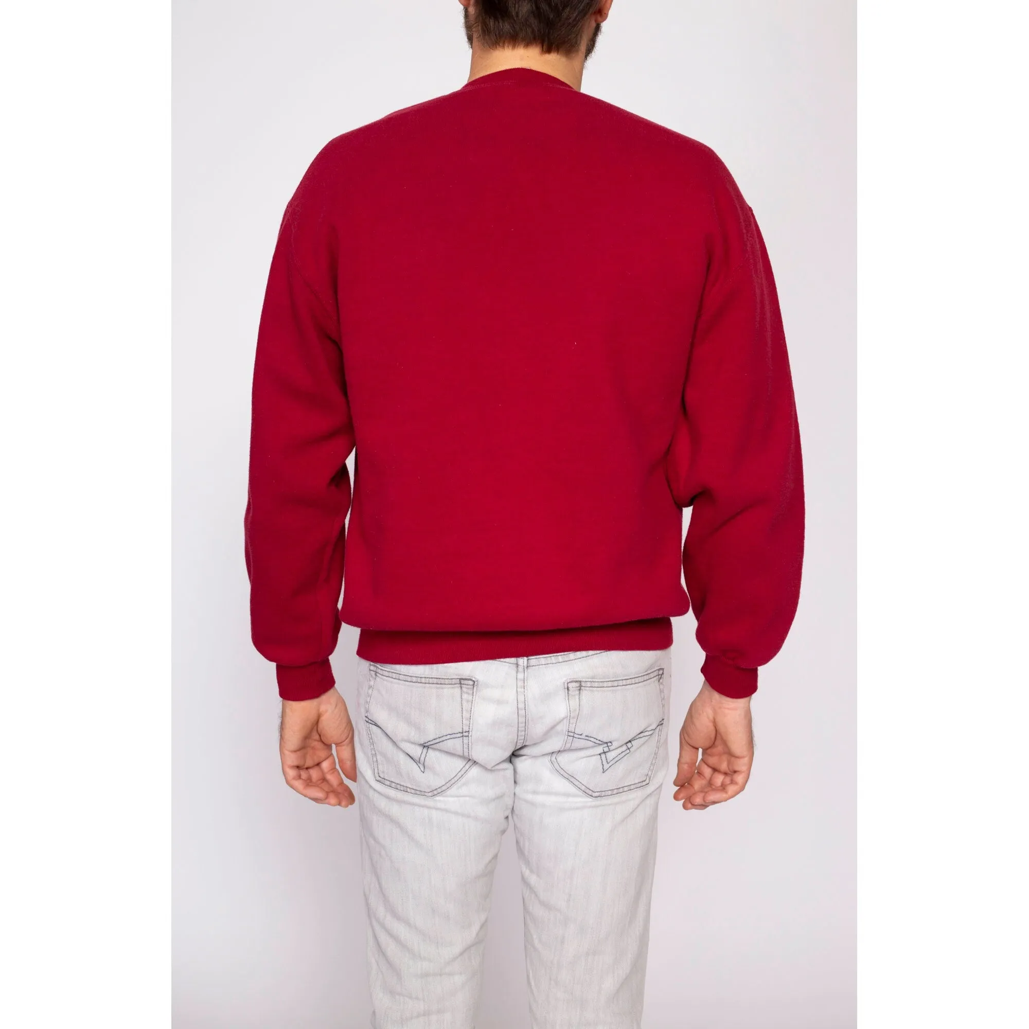 90s Red Crewneck V Stitch Sweatshirt - Men's Large