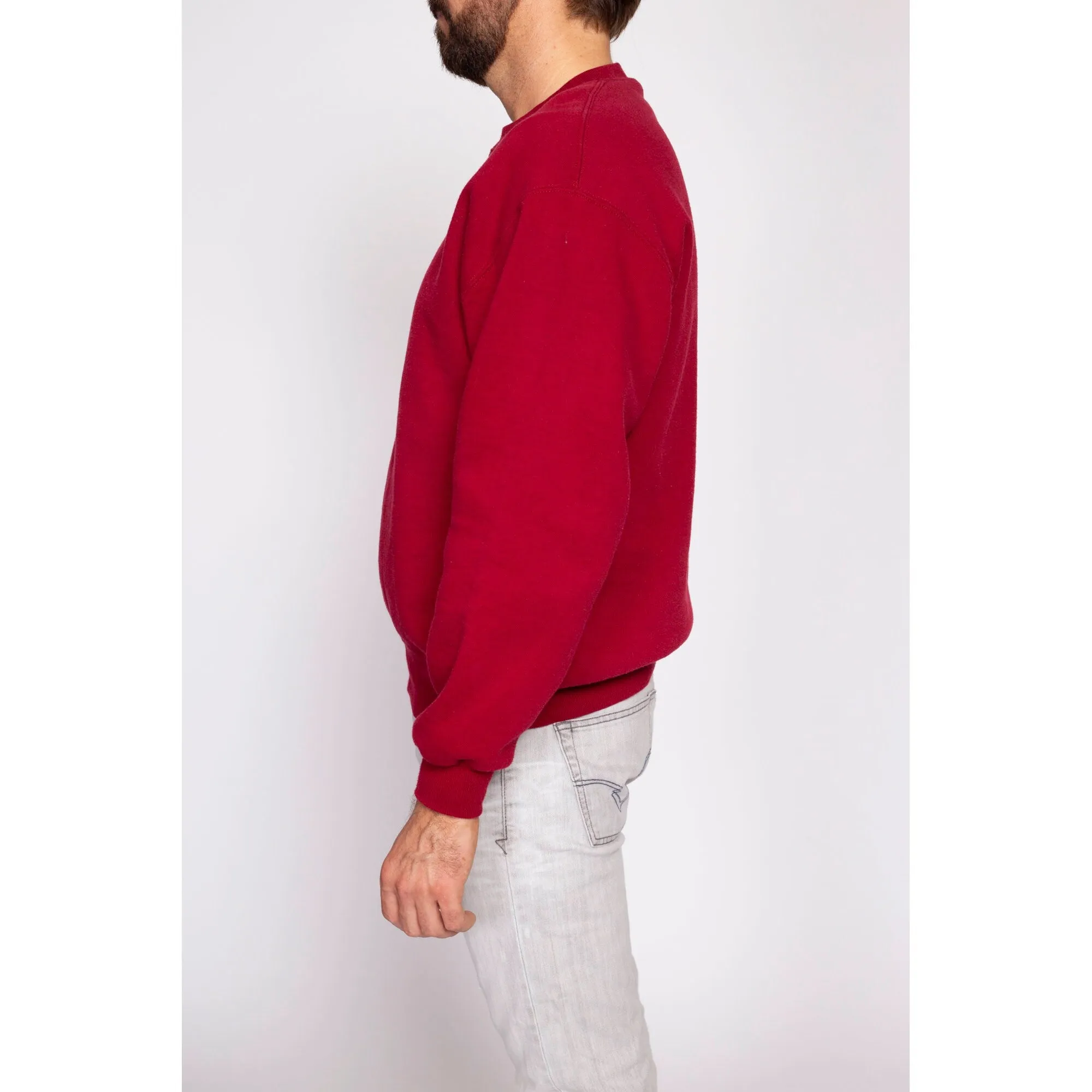 90s Red Crewneck V Stitch Sweatshirt - Men's Large