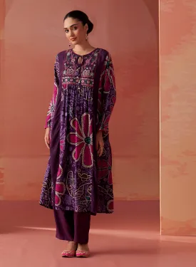 Anaisa Purple Printed Rayon Kurta Set for Women