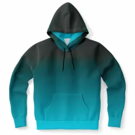 Blue Green Ombre Hoodie, Gradient Teal Aqua Tie Dye Pullover Men Women Adult Aesthetic Graphic Cotton Hooded Sweatshirt with Pockets