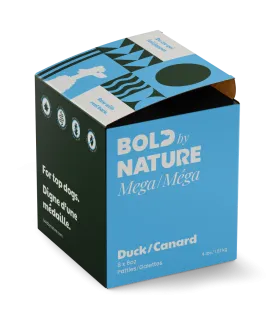 BOLD by NATURE Mega Duck Frozen Dog Food 4 lb Box (8 x 8 oz Patties)