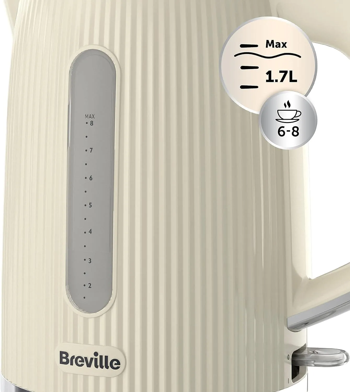 Breville Bold Vanilla Cream Electric Kettle | 1.7L | 3kW Fast Boil | Cream & Silver Chrome