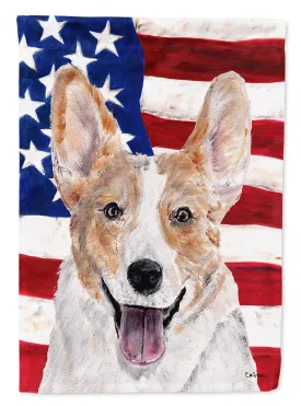 Cardigan Corgi with American Flag USA Flag Garden Size SC9624GF
