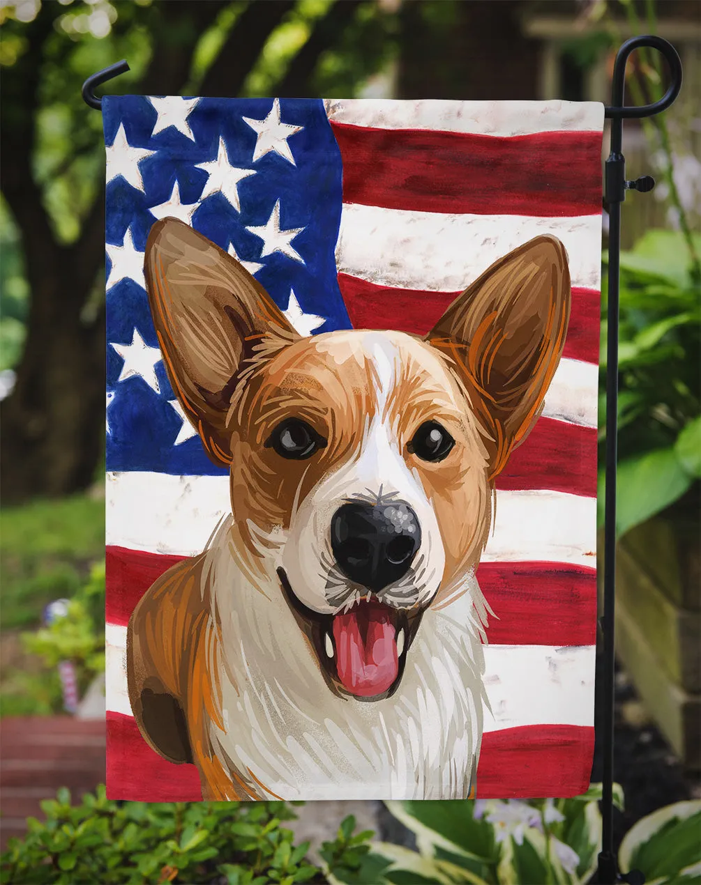 Cardigan Welsh Corgi American Flag Flag Garden Size CK6750GF