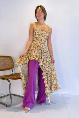 Collina Strada- Florist Dress: Lime Floral Stripe