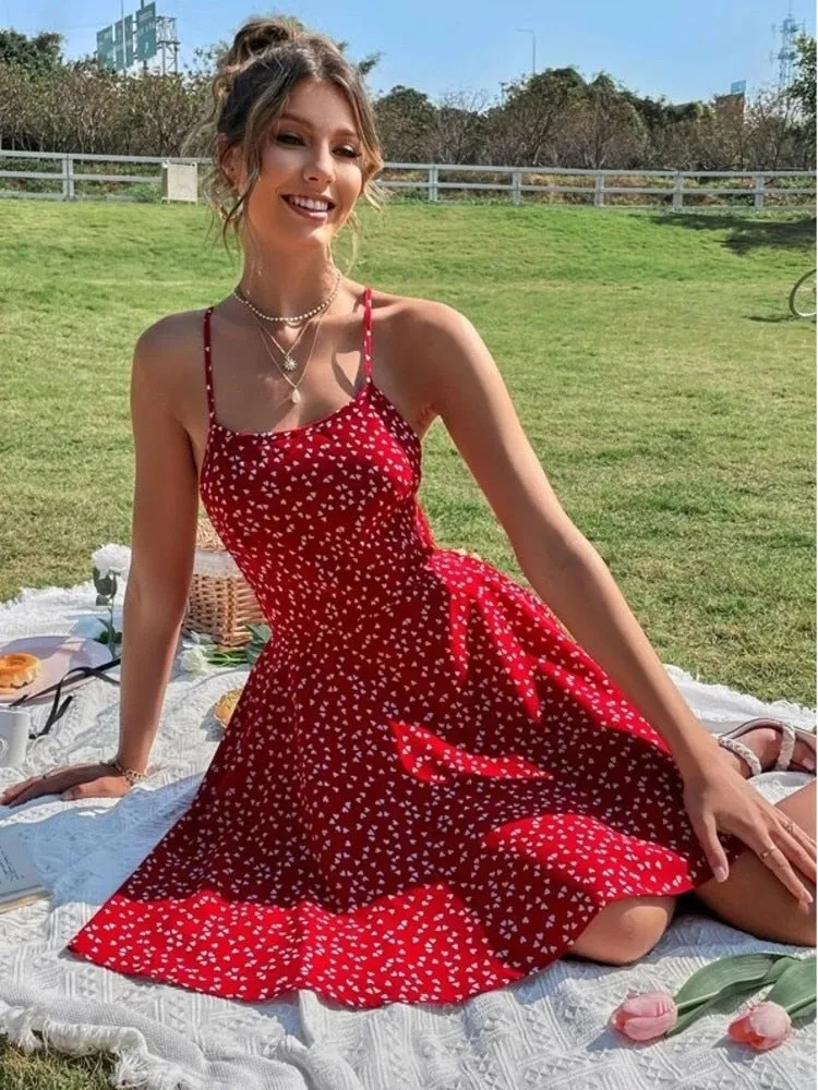 Confetti Crisscross Floral Backless Dress
