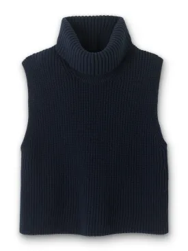 Cotton merino rib layering vest and snood