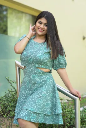 DILRUBA HANDBLOCK SHORT DRESS FOR WOMEN