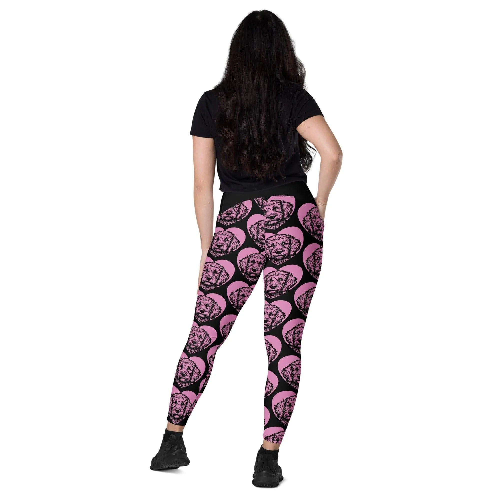 DOG BREED LEGGINGS with pockets - GOLDEN DOODLE - HERTTAHOUND - pink