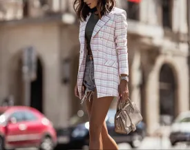 Fashion Print Plaid Blazer