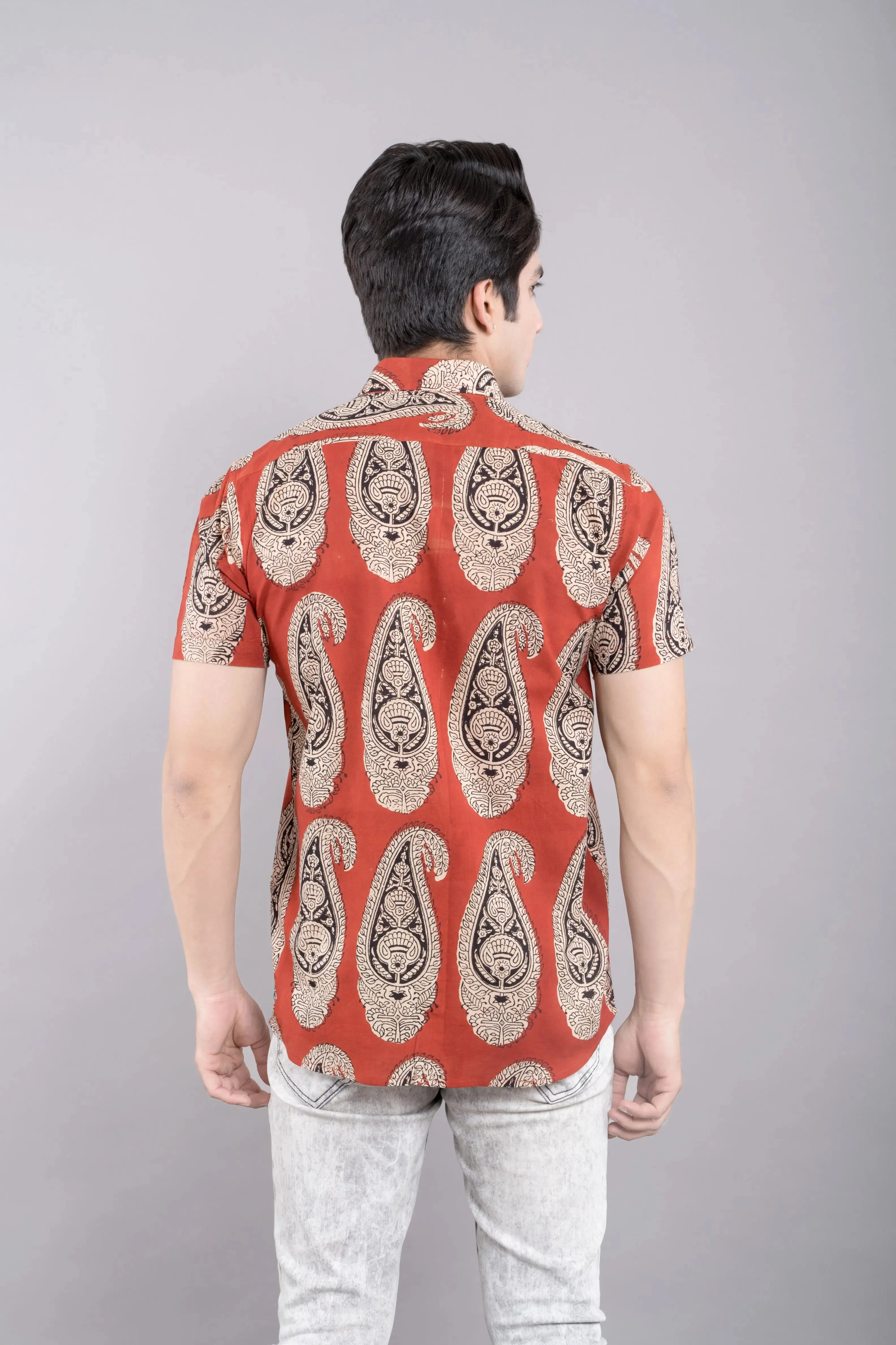 Firangi Yarn Ruby Red 100% Cotton Shirt For Men