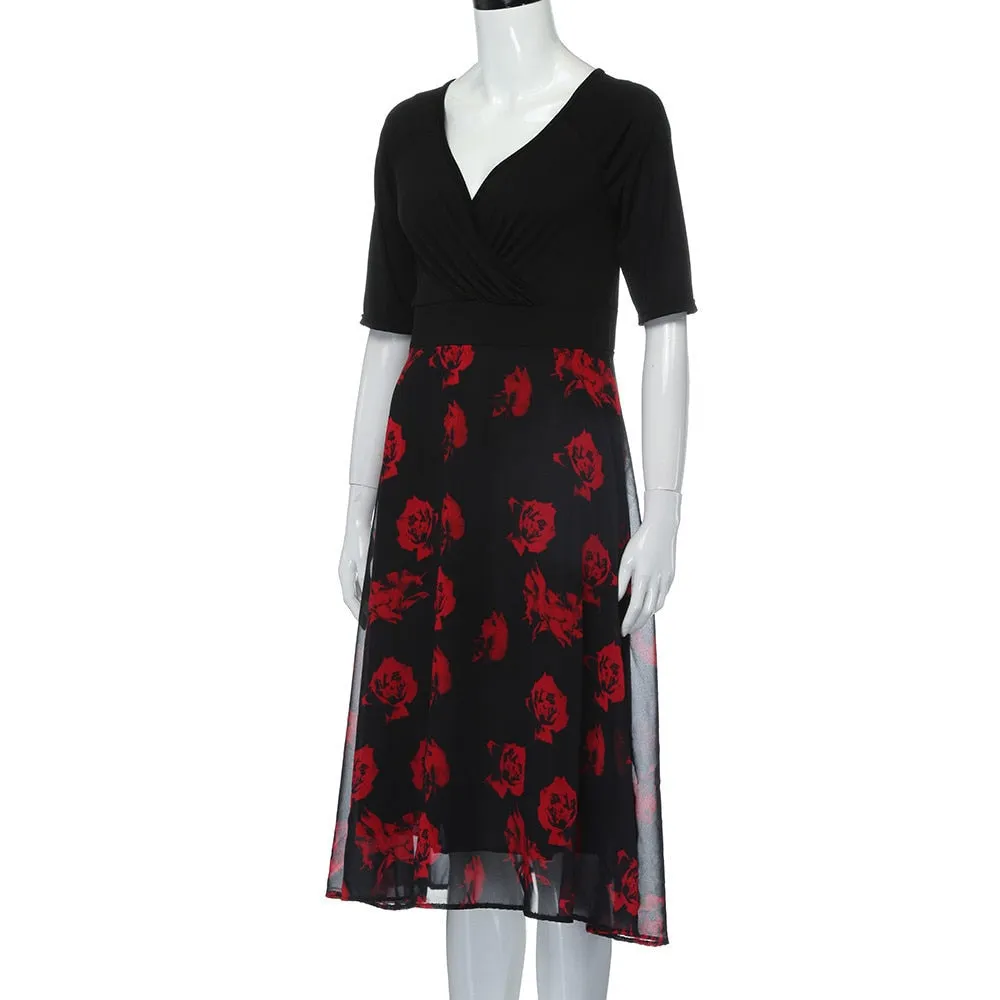 Funki Buys | Dresses | Women's Floral Chiffon Midi Wrap Dress