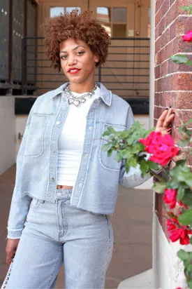Gina Cropped Denim Jacket - Dovey
