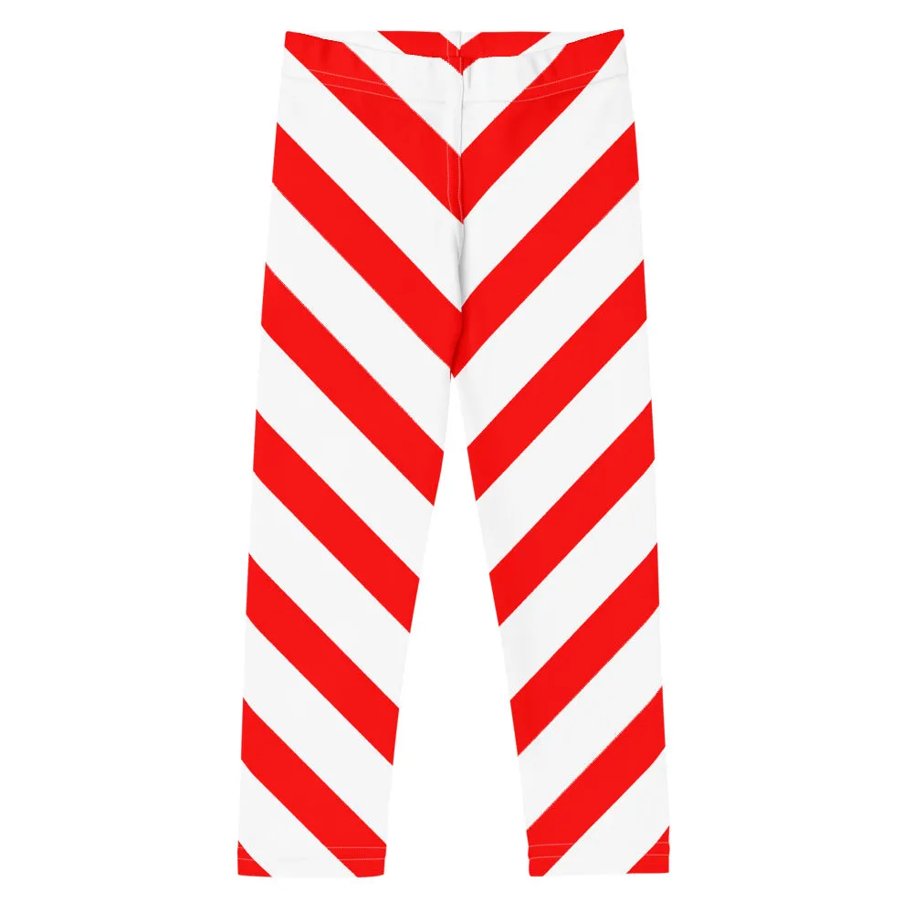 Girls Candy Cane Leggings (2T-7), Red Striped Printed Kids Christmas Holiday Festive Toddler Children Cute Xmas Yoga Pants Graphic Fun Tights Gift