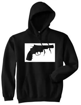 Gun Silhouette Revolver 45 Chrome Pullover Hoodie