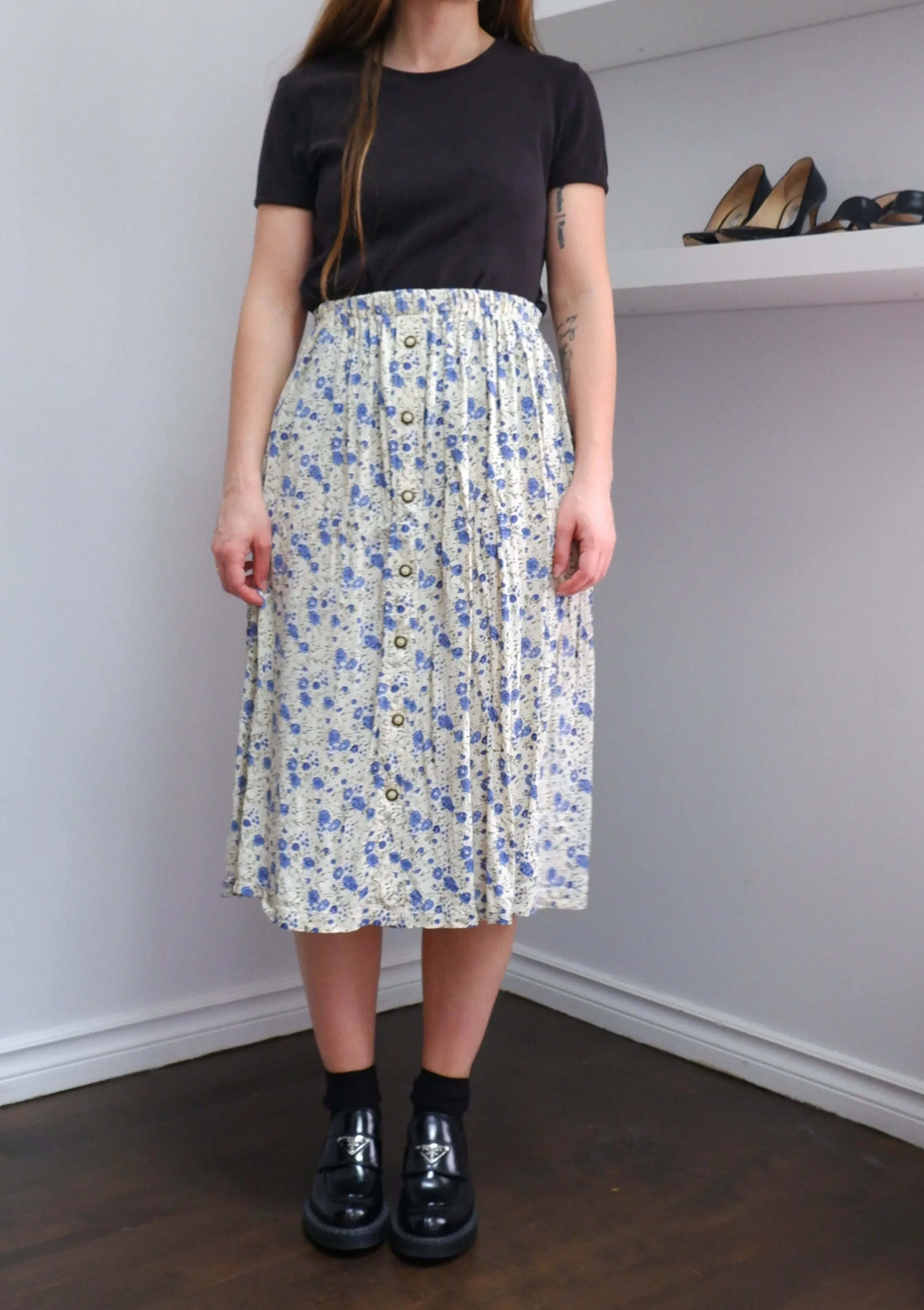 Handmade Floral Midi Skirt - XS/S
