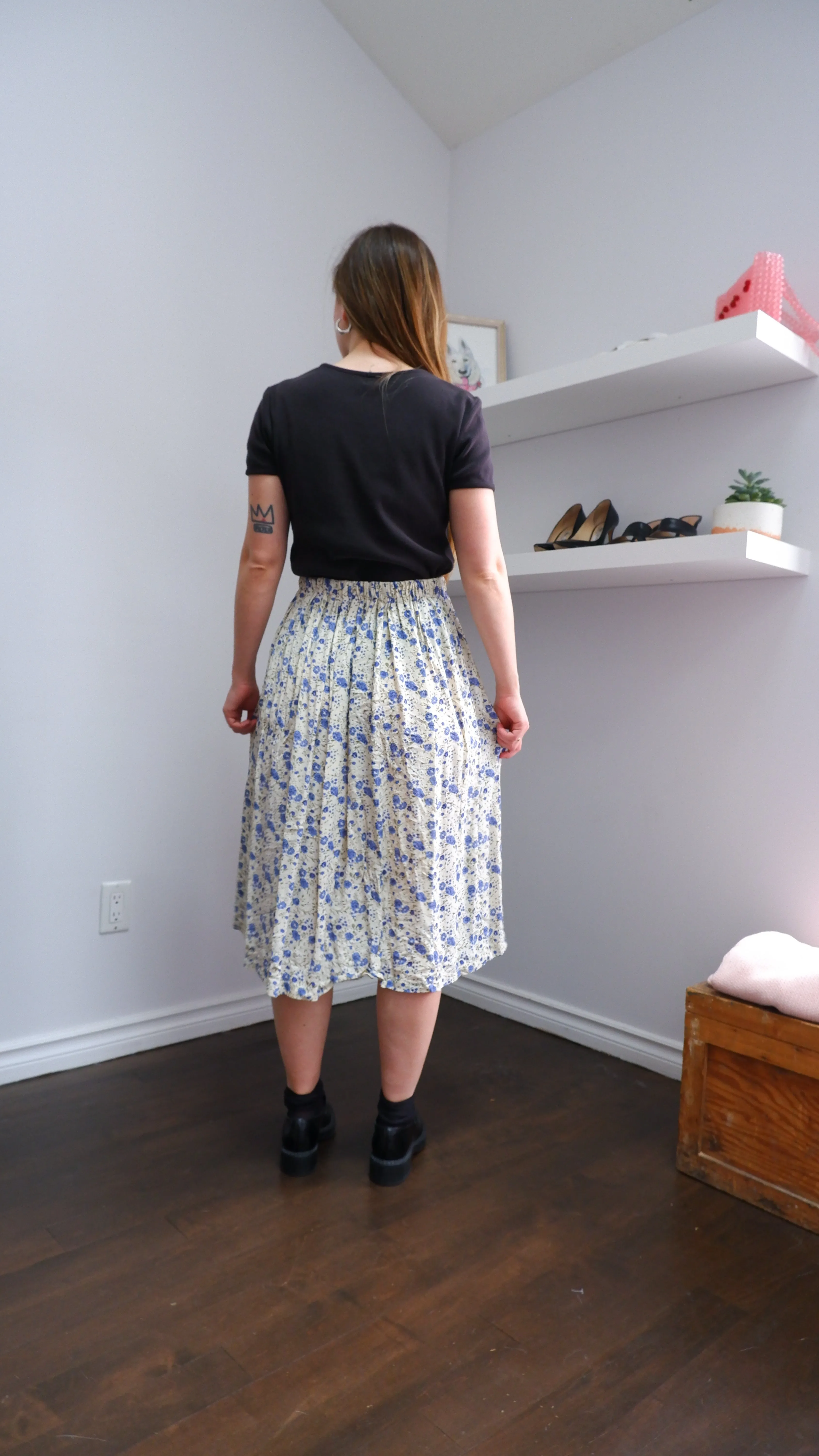 Handmade Floral Midi Skirt - XS/S