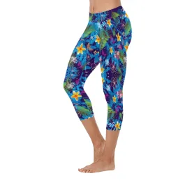 Hawaiian Blue Capri Leggings up to 5 XL