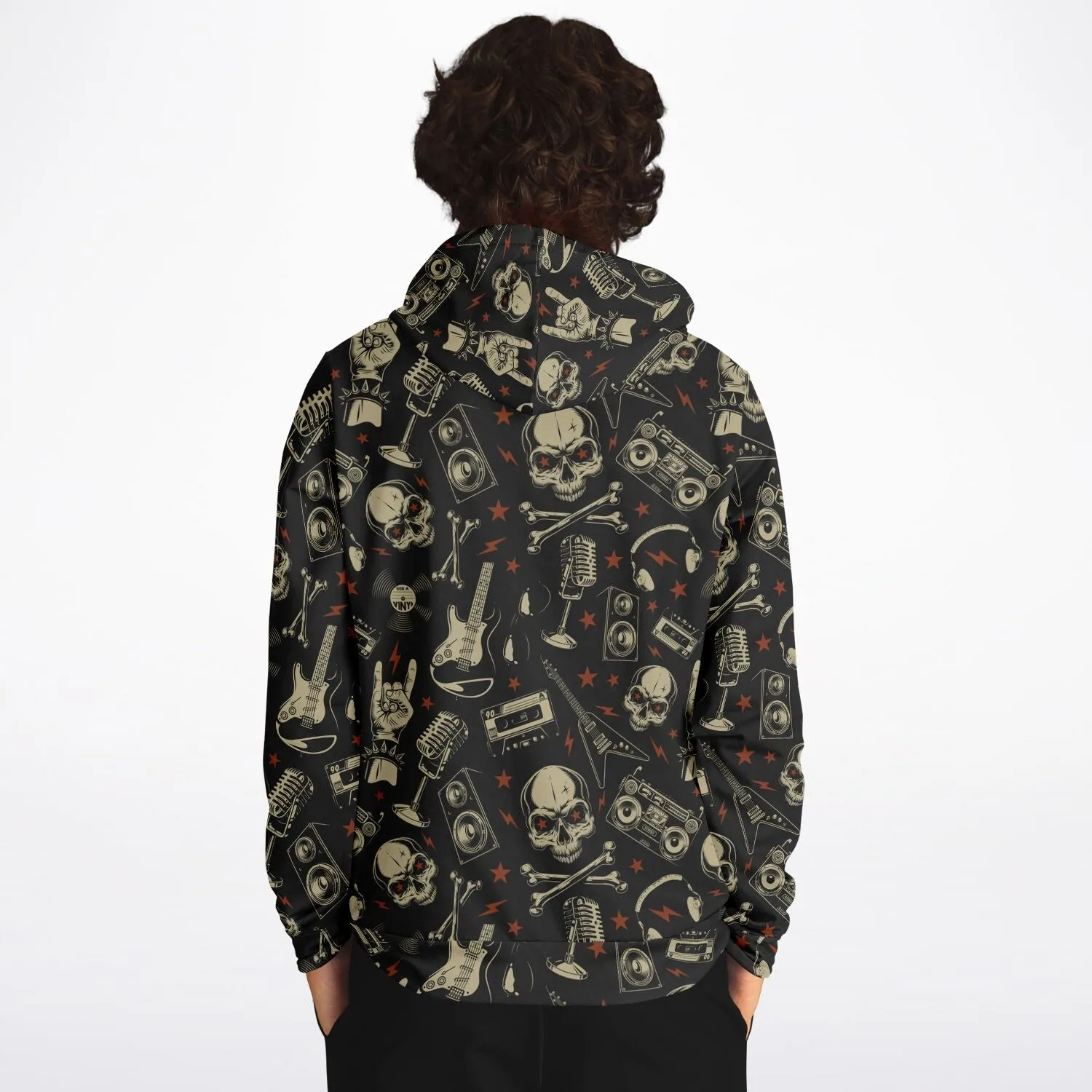 Heavy Metal Hoodie, 80s Classic Rock Band Punk Music Skull Pullover Men Women Adult Graphic Hooded Sweatshirt Pockets