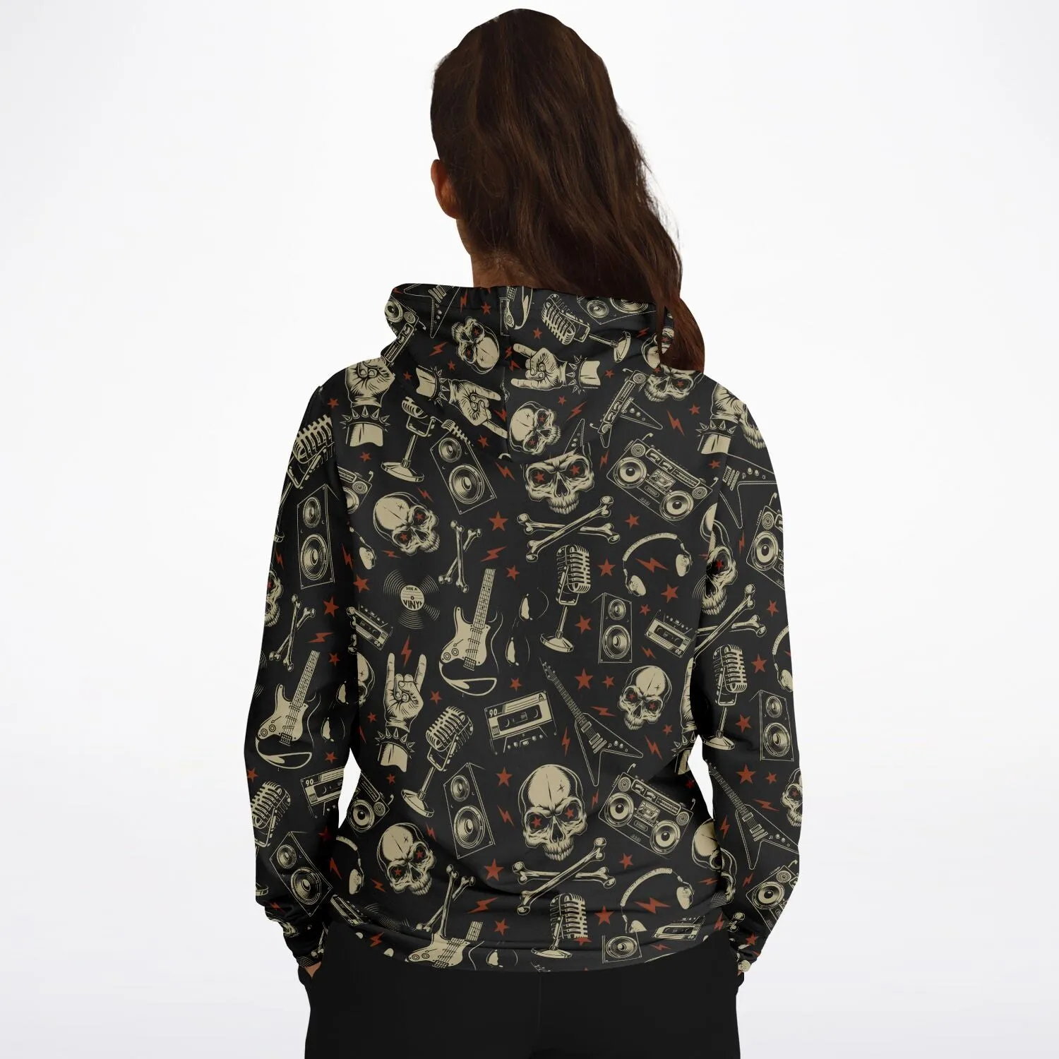 Heavy Metal Hoodie, 80s Classic Rock Band Punk Music Skull Pullover Men Women Adult Graphic Hooded Sweatshirt Pockets