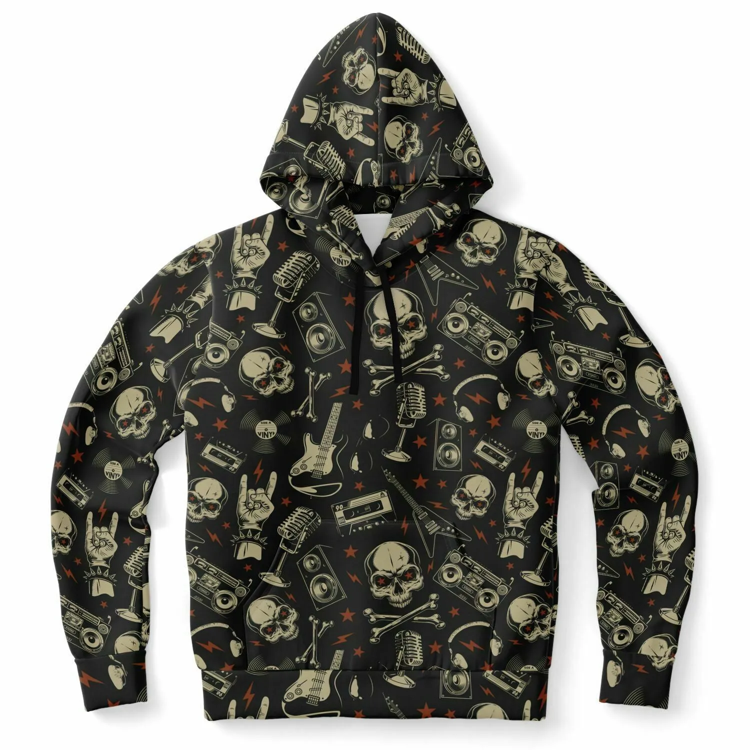 Heavy Metal Hoodie, 80s Classic Rock Band Punk Music Skull Pullover Men Women Adult Graphic Hooded Sweatshirt Pockets