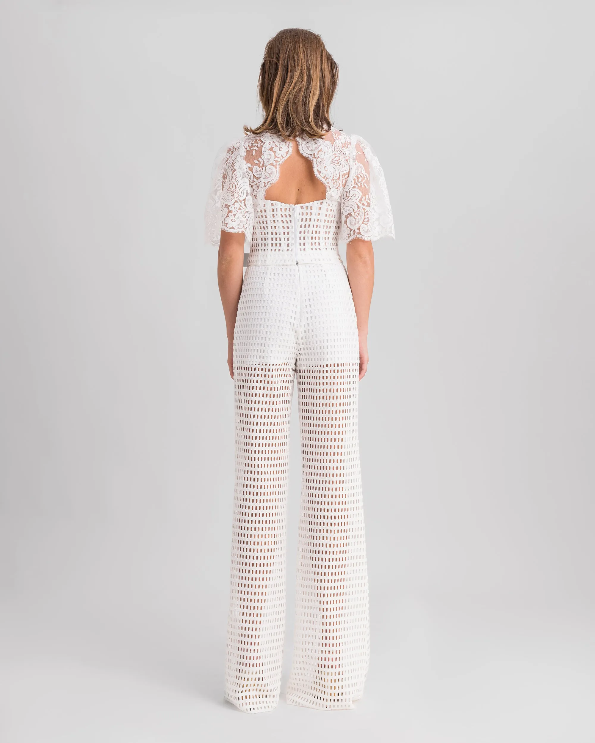 High-Collar Top With Crochet Pants