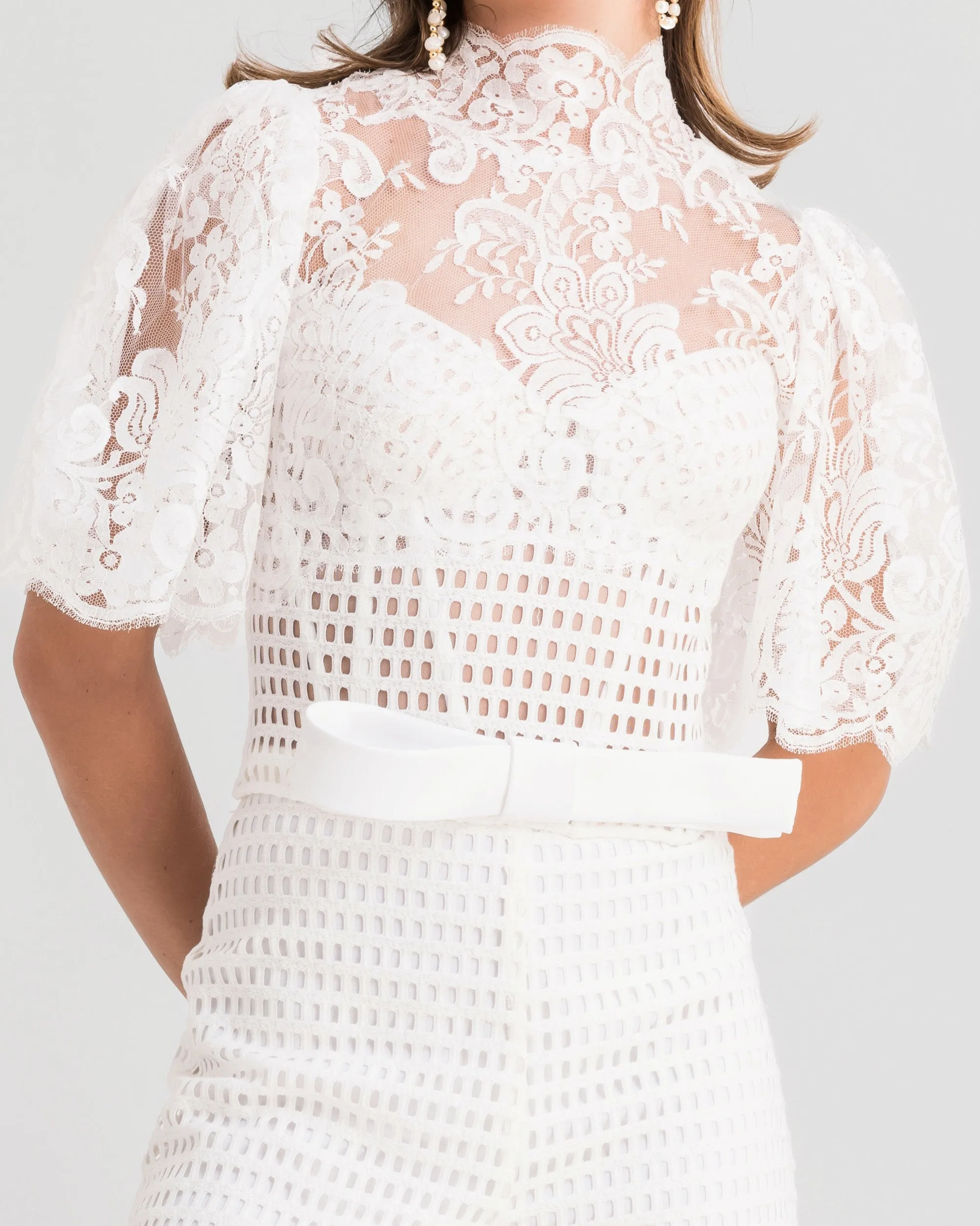 High-Collar Top With Crochet Pants