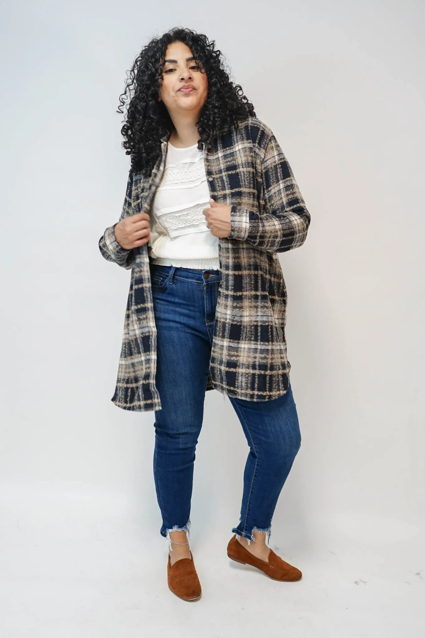 Jasper Plaid Shirt Jacket in Indigo