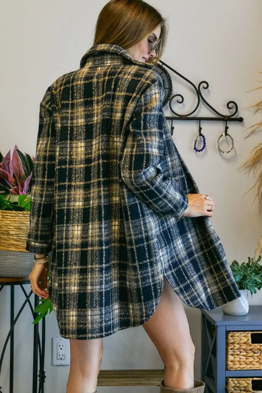 Jasper Plaid Shirt Jacket in Indigo