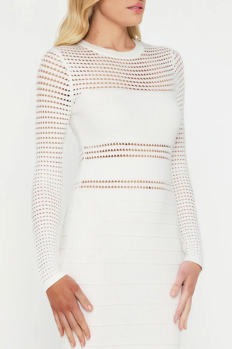 Jessa Crochet Midi Dress - White