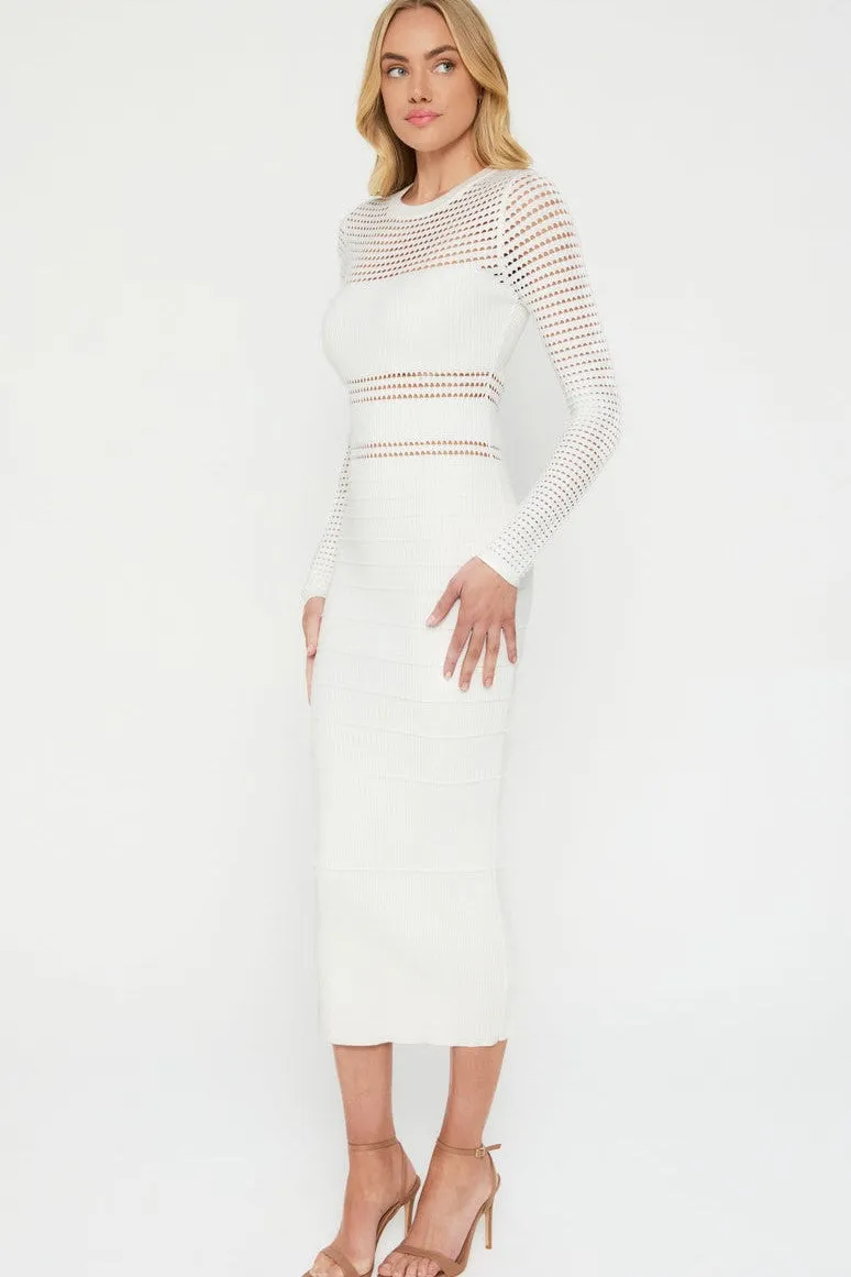 Jessa Crochet Midi Dress - White