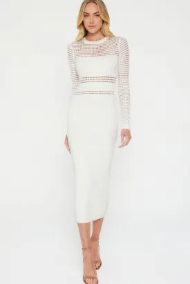 Jessa Crochet Midi Dress - White