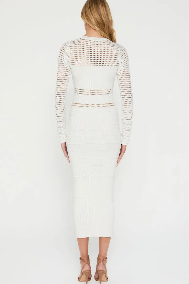 Jessa Crochet Midi Dress - White