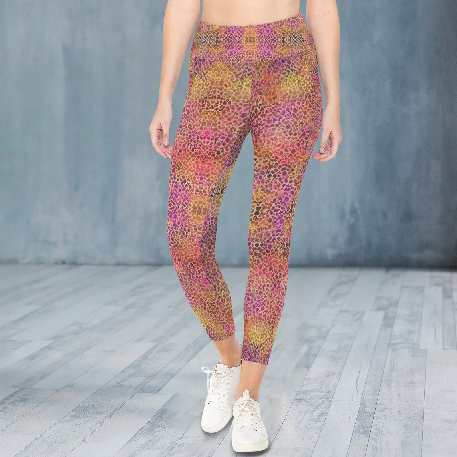 Leopard Circles Leggings with Pockets up to 5 XL (FWS)