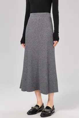 Marianne Merino Wool Ribbed Knit Midi Skirt
