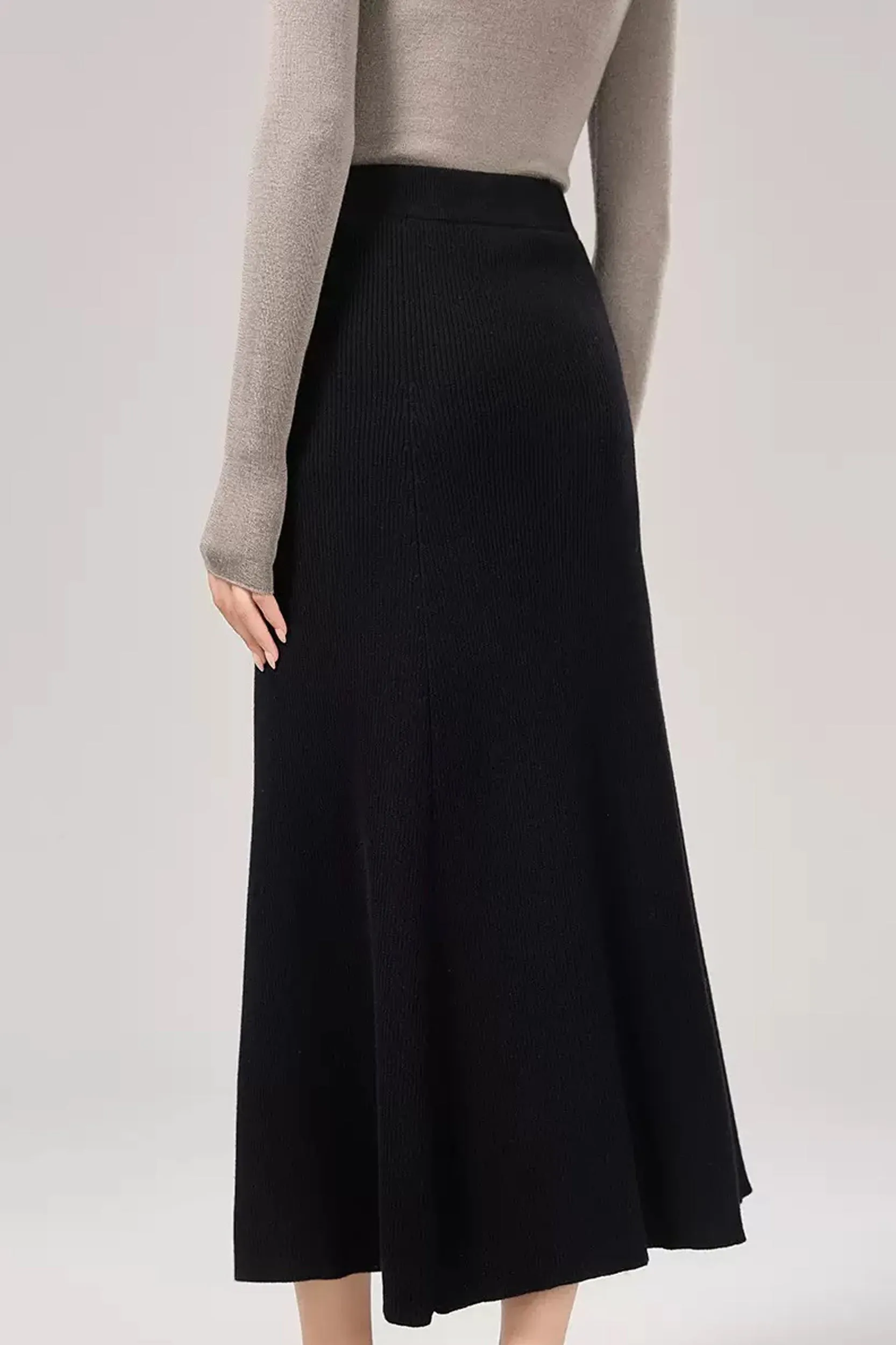 Marianne Merino Wool Ribbed Knit Midi Skirt