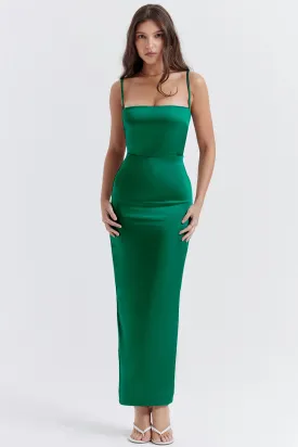 Melanie Thickened Satin Fabric Spaghetti Dress
