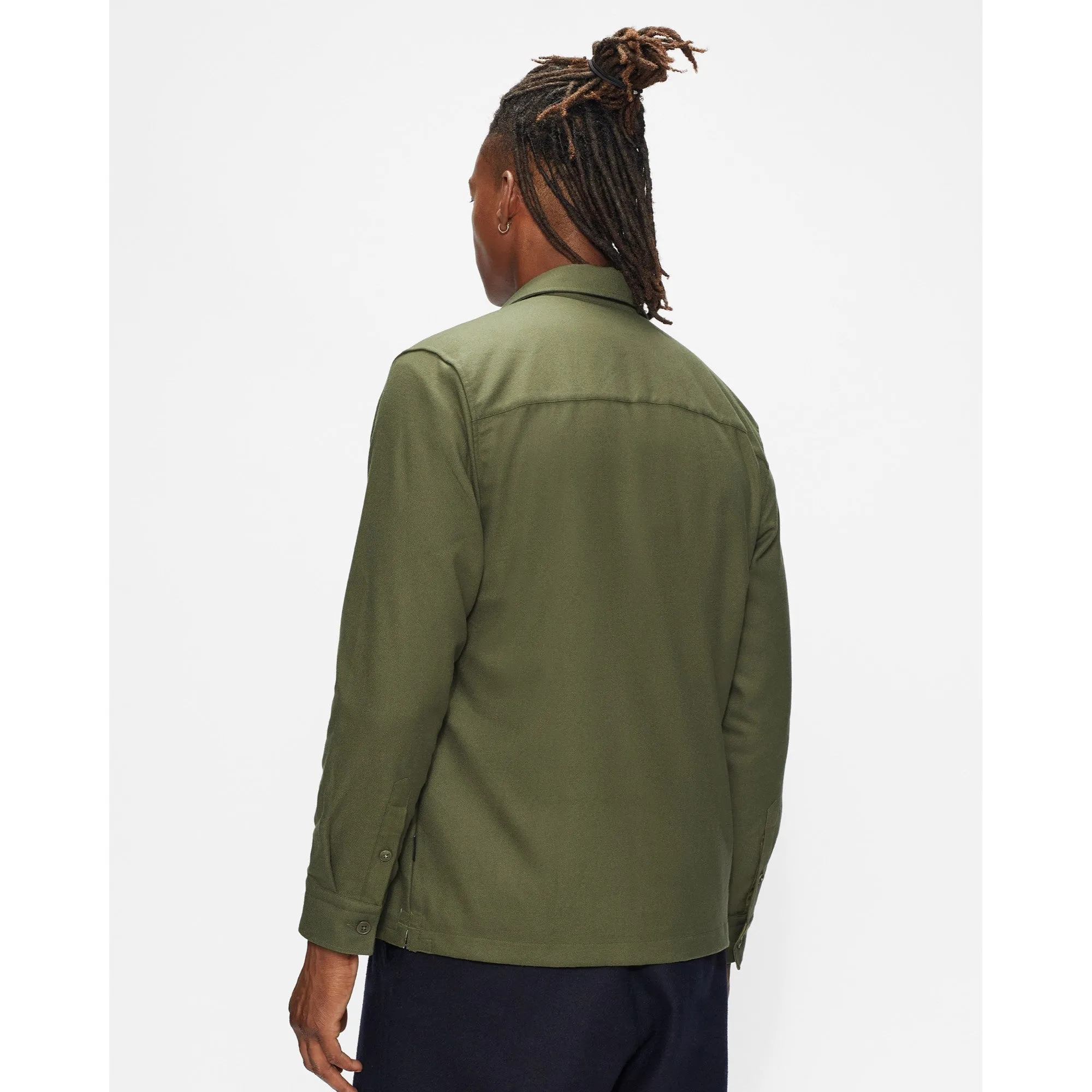 Men Mma-Lessons-Ls Twill Flannel Shacket - Green