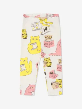 Mini Rodini Baby Girls Organic Cotton Cat Leggings In White