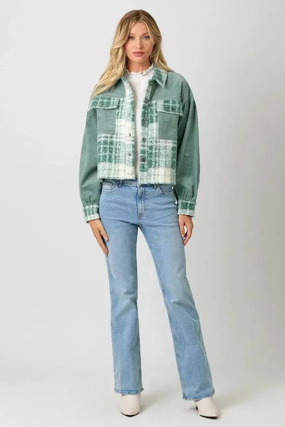 Mixed Media Shacket Soft Green